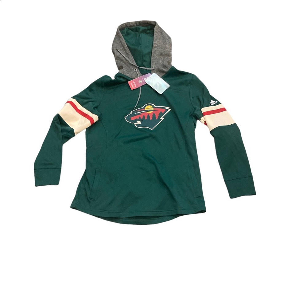 Minnesota Wild‎ Adidas Women’s Lace Up Pullover Hoodie Sweatshirt